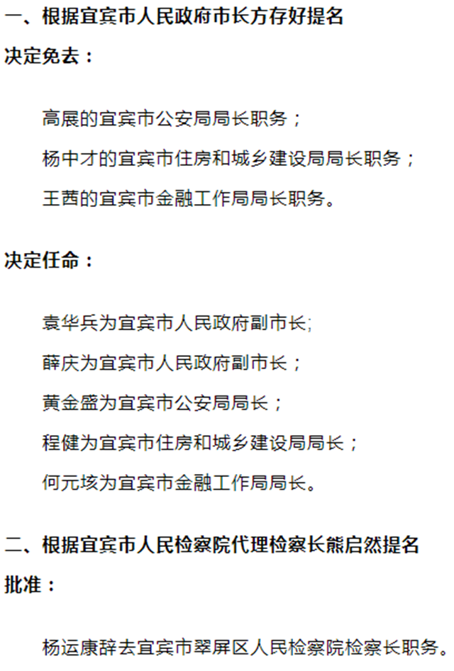 宜宾市人民代表大会常务委员会人事任免名单(图2)