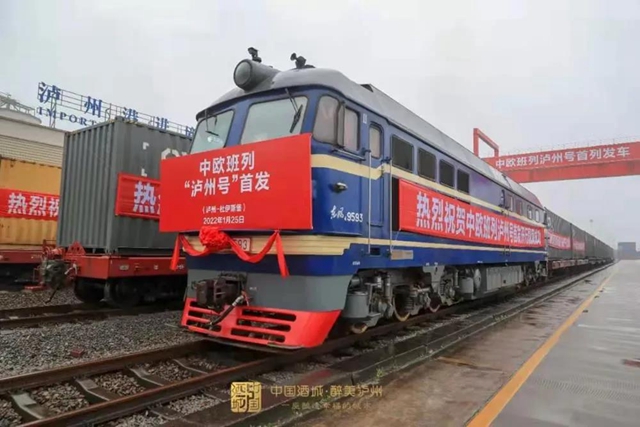 中欧班列“泸州号”首列发车 王宁宣布发车 杨兴平致辞