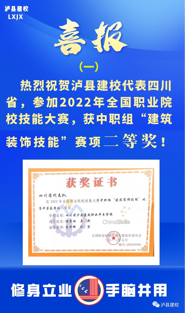 【国赛喜报】泸县建校获两项全国二等奖！