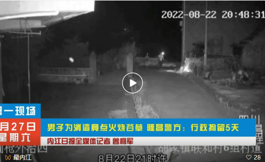 隆昌：男子消遣取乐点稻草引发火情！行拘5天