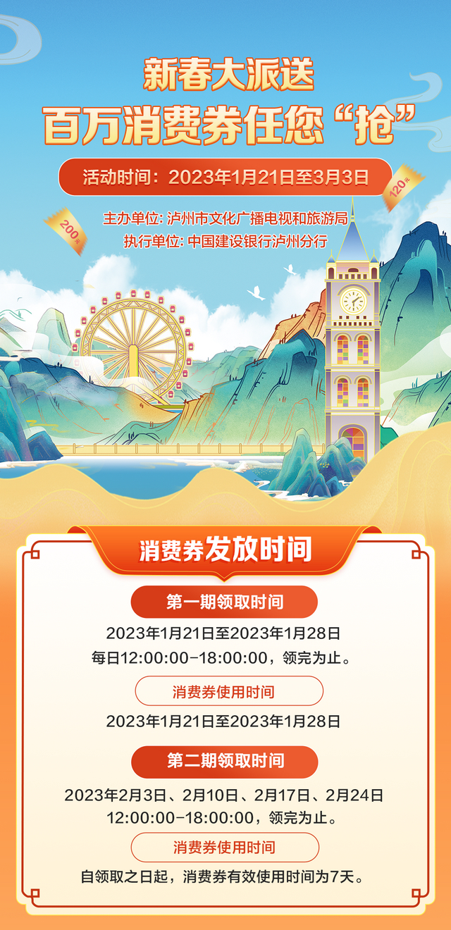今天起开抢！泸州百万文旅消费券新春大放送