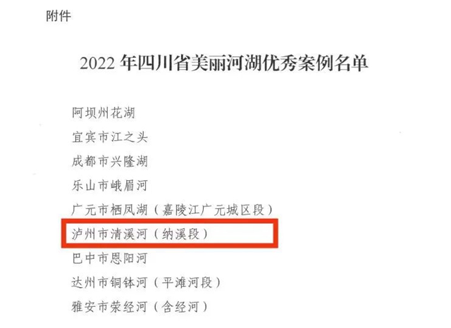 喜迎开门红丨泸州市清溪河（纳溪段）成功入选2022年四川省美丽河湖优秀案例！