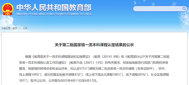 第二批国家级一流本科课程名单公示，泸州这些学校课程入选！