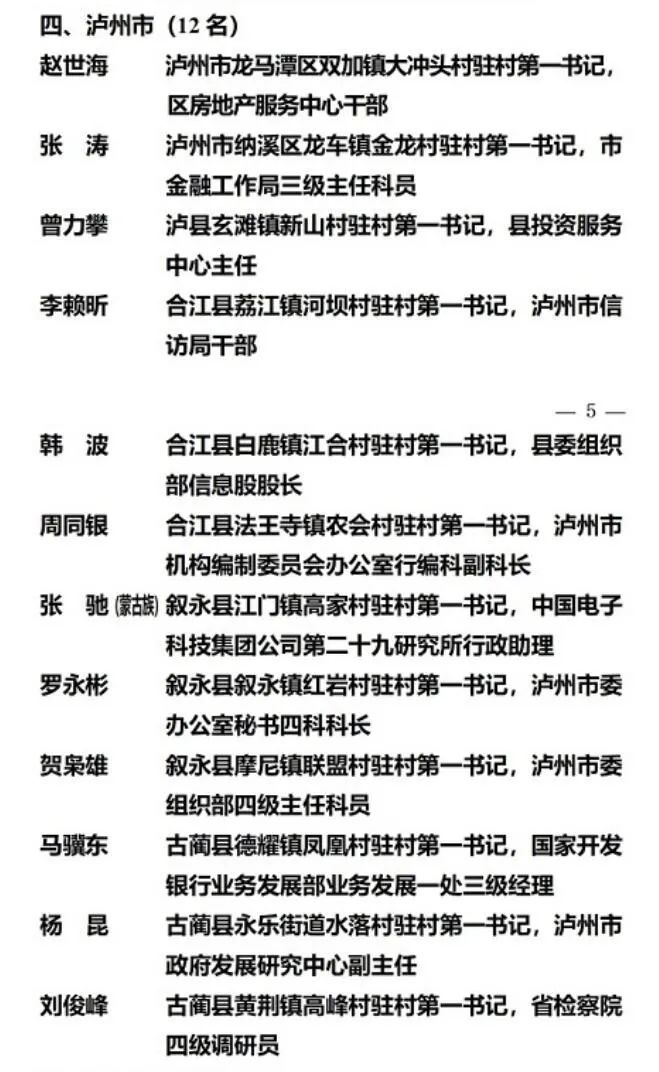 优秀驻村第一书记、工作队员 | 泸州17人获全省通报表扬