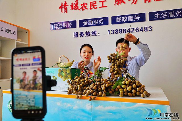 nEO_IMG_泸县农商银行主播王紫菡、石郑鹏正在推介泸县鲜桂圆.jpg