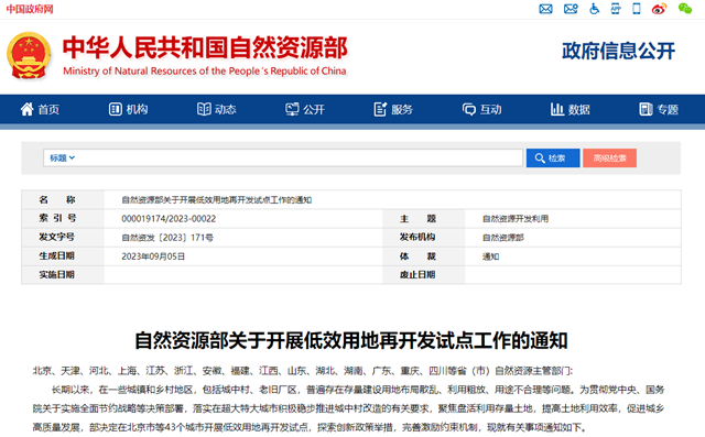 全省仅两个｜泸州入选自然资源部低效用地再开发试点城市，试点期4年