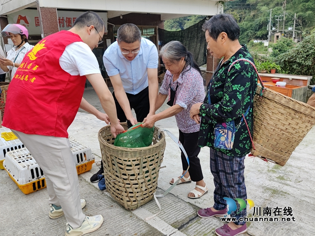 实践站-回洞桥村联合帮扶单位向群众发放生态土鸡苗.jpg