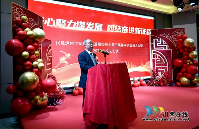 民建龙马潭区基层委员会举行第三届四次会员大会暨2024新春文艺汇演活动(图2) 基层委主委杜朝林讲话.jpg