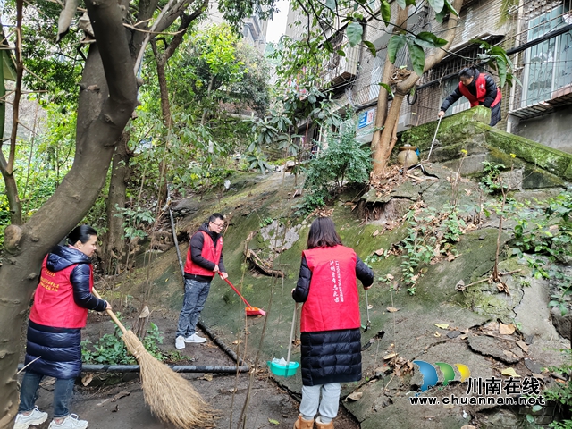 龙马潭区小市街道合道街社区开展“市容环境大整治 干干净净迎新春”爱国卫生环境大整治活动