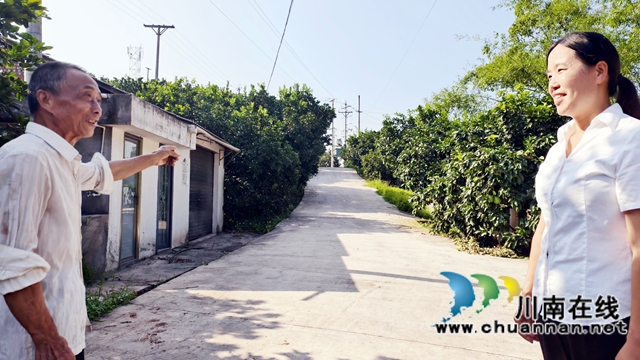 纳溪区护国镇沙田村：水泥路伸进柚树林 果农乐得笑盈盈