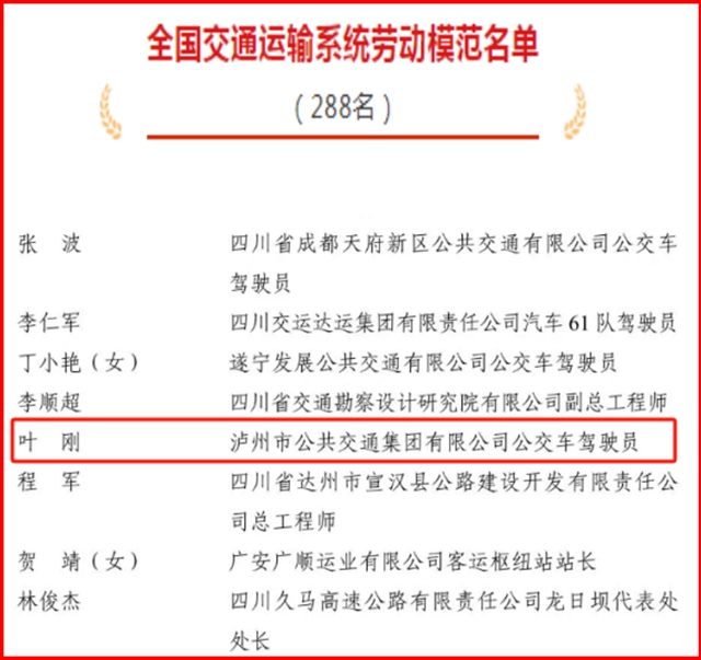 泸州公交驾驶员叶刚荣获“全国交通运输系统劳动模范”(图2) 2.jpg