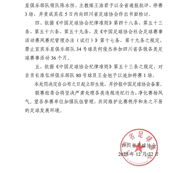 四川省足协发布处罚决定:挑起事端者被禁赛3年(图3) 足球3.jpg