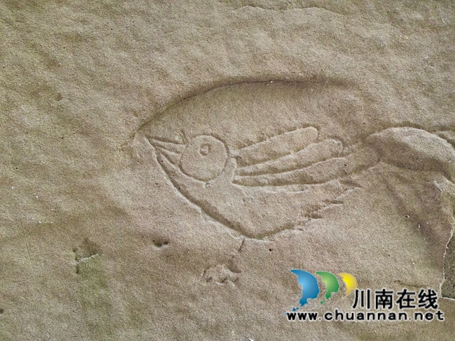 泸县喻寺镇新桥村惊现明代崇祯年间的养生洞石刻(图8) 鸟儿石刻(曾佐然摄).jpg