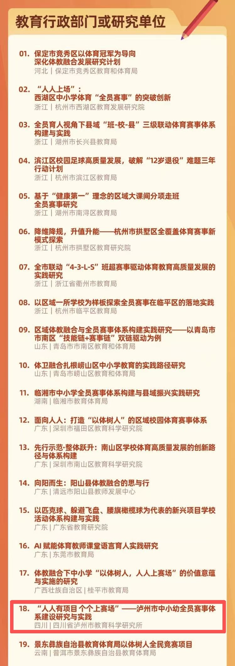 以体育人，赛出精彩｜泸州市“全员赛事”项目入选蔡崇信公益基金会以体树人研究计划