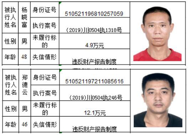 老赖哪里跑！泸州市龙马潭区人民法院曝光2020年第一批失信名单(图15)