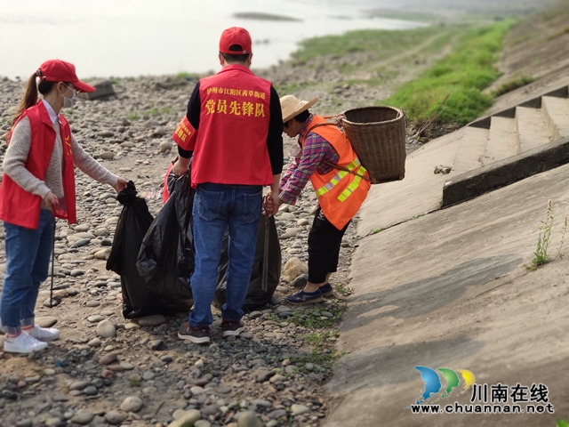 江阳区茜草街道桂圆林社区：清除河滩垃圾  共护一江绿水(图3)