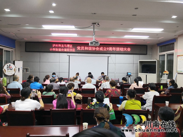 龙马潭区小市街道合道街社区召开“党员和谐协会”成立九周年活动大会