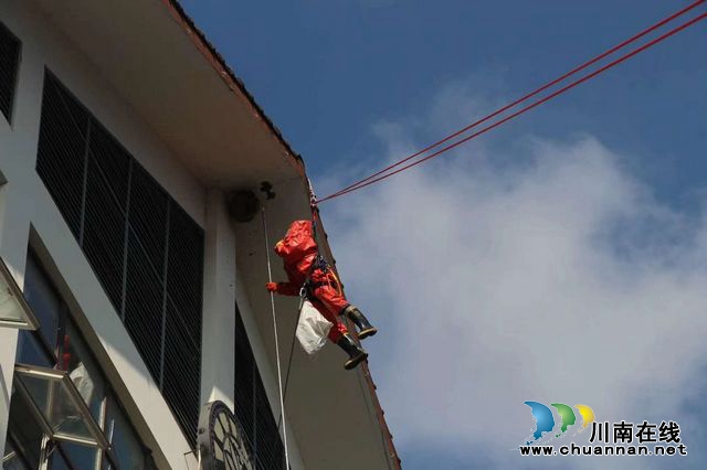 泸县：巨型马蜂窝高悬医院大楼两载，龙城救援队员飞檐走壁铲除(图3)