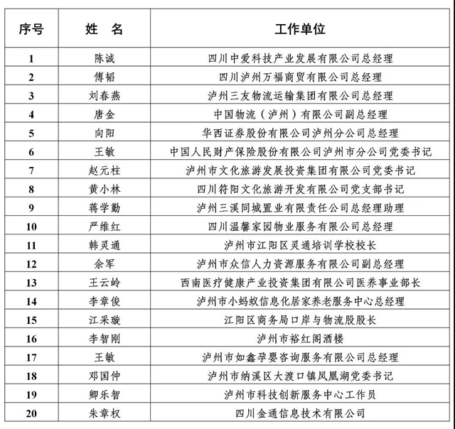 公示丨泸州市2020年度“酒城英才”拟入选名单出炉!(图9) 公示丨泸州市2020年度“酒城英才”拟入选名单出炉!(图9)