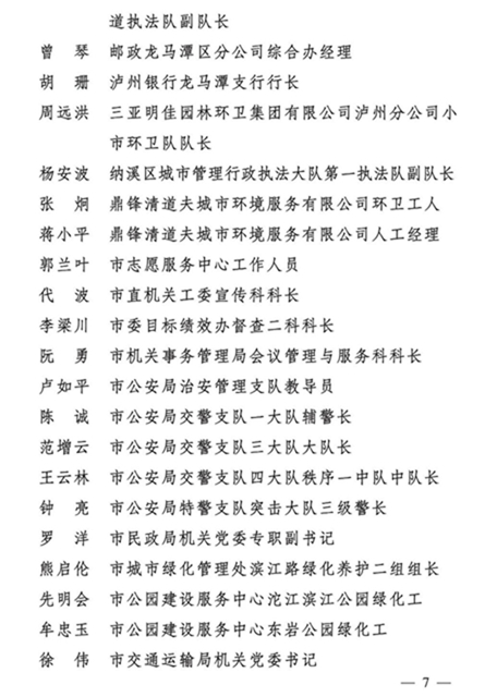 有你认识的吗？泸州表扬一批全国文明城市建设工作先进集体和个人(图5)