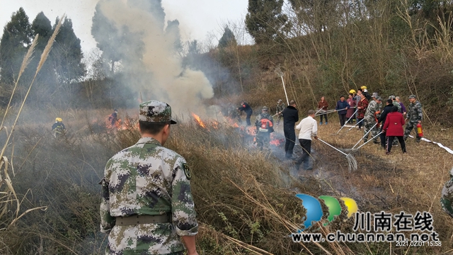 内江经开区靖民镇长安村：开展森林防火应急演练，筑牢森林安全防线(图2)