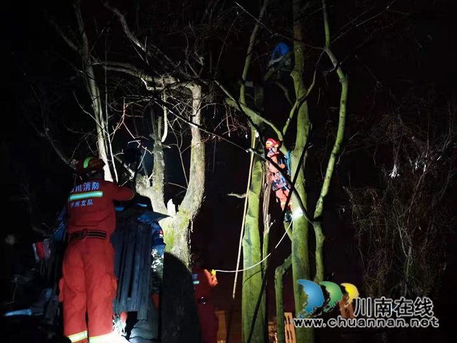 古蔺男子爬上30米高树欲轻生　古蔺消防雨中艰苦救援(图5)