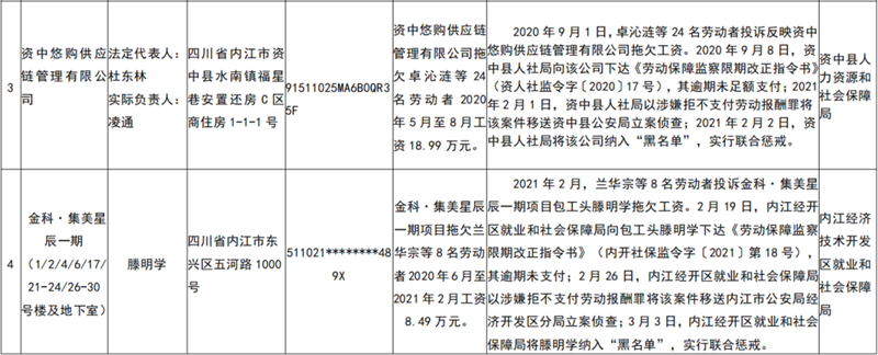 拖欠农民工工资！内江曝光一批重大违法行为和黑名单(图2)