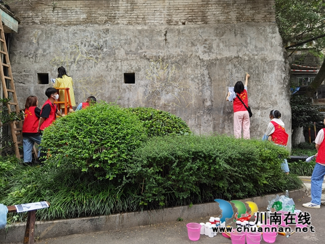 江阳区大山坪街道麻柳湾社区开展老旧小区墙体彩绘志愿服务活动(图4)