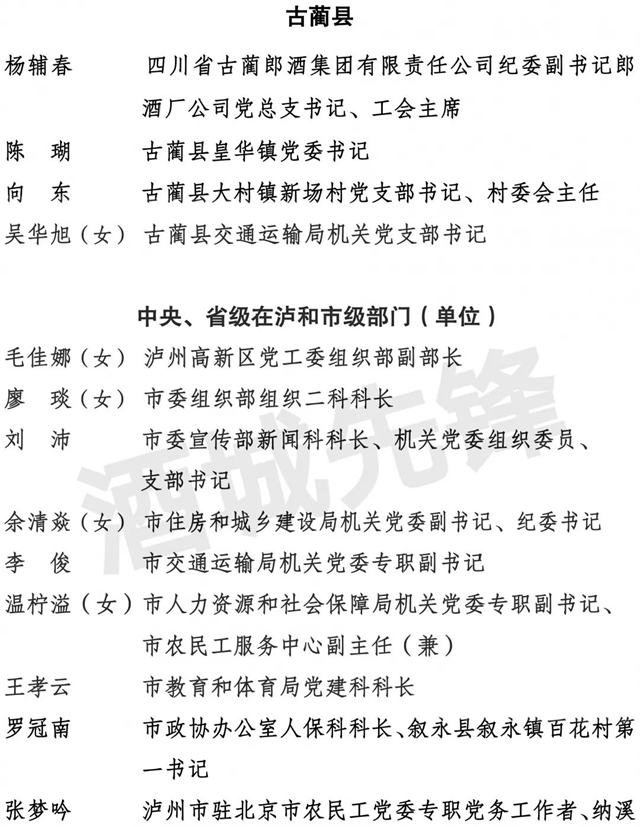 中共泸州市委组织部关于全市“两优一先” 拟表彰对象的公示(图9)