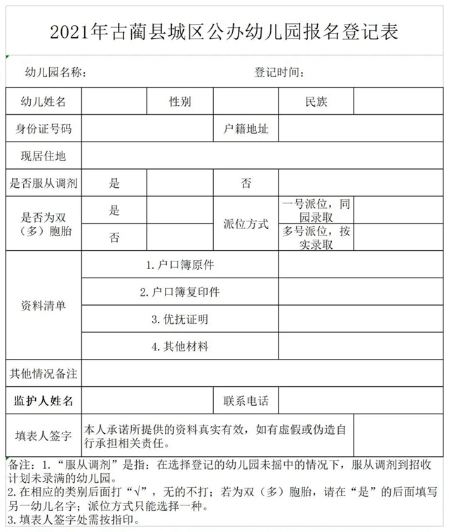 古蔺县教育和体育局2021年城区公办幼儿园招生公告(图4)