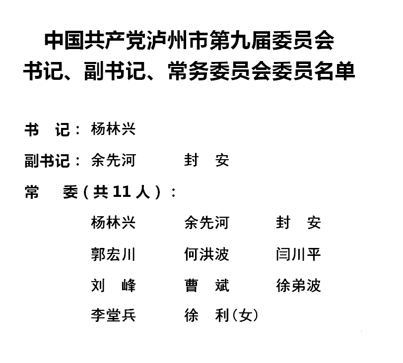 新一届中共泸州市委常委会产生，杨林兴当选市委书记（附照片和简要情况）(图3)