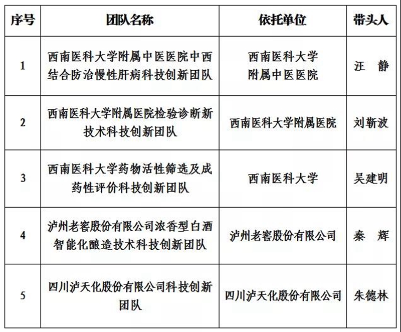 泸州市2021年度“酒城英才”创新团队和拔尖、领军人才拟入选名单出炉
